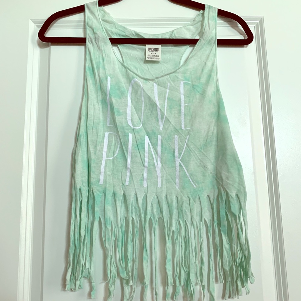 “LOVE PINK” Fringe Crop Top